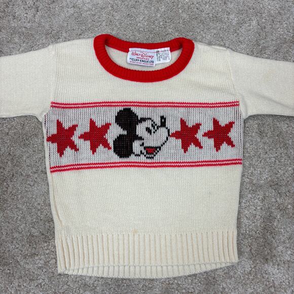 Vintage Walt Disney Cliff Engle Mickey Mouse Stars Sweater Kid's 7 - Picture 2 of 9